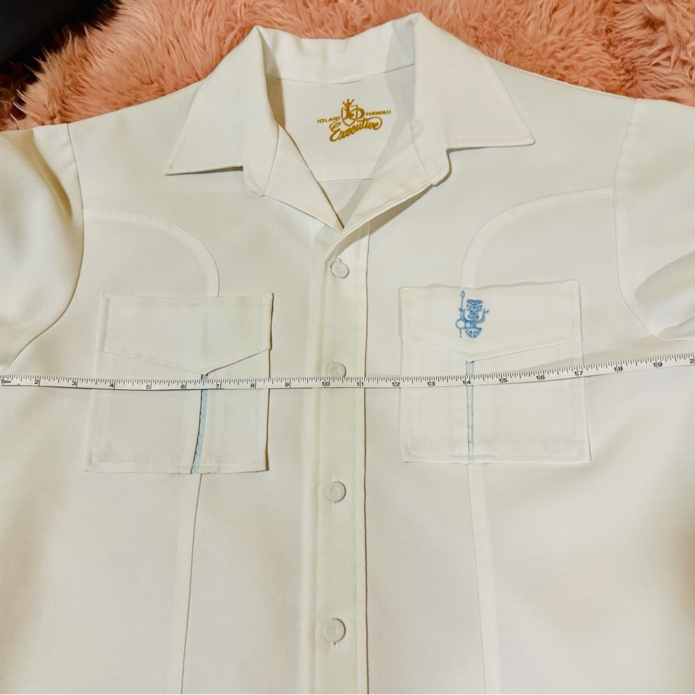 Cream White 100% Autrhtic Vintage 70’s Iolani Hawaii Shirt w/Matching Shorts - Picture 7 of 12
